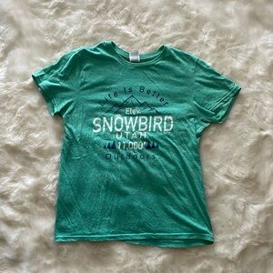 Snowbird vintage t shirt size small blue teal green vintage graphic tee